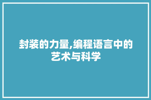封装的力量,编程语言中的艺术与科学