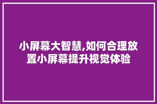 小屏幕大智慧,如何合理放置小屏幕提升视觉体验 SEO教程