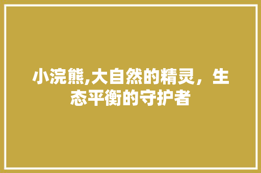 小浣熊,大自然的精灵，生态平衡的守护者