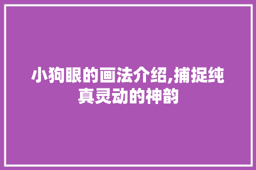 小狗眼的画法介绍,捕捉纯真灵动的神韵