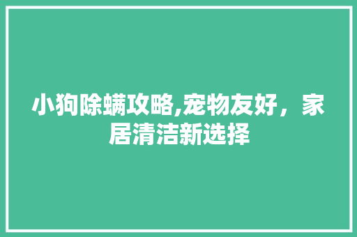 小狗除螨攻略,宠物友好，家居清洁新选择