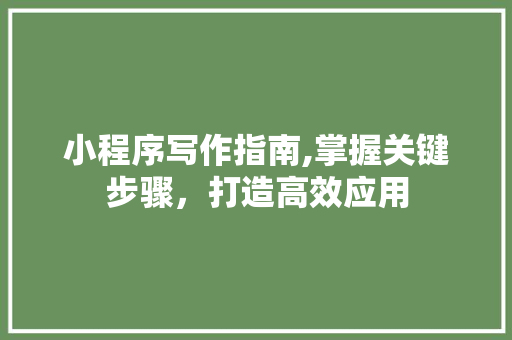 小程序写作指南,掌握关键步骤，打造高效应用
