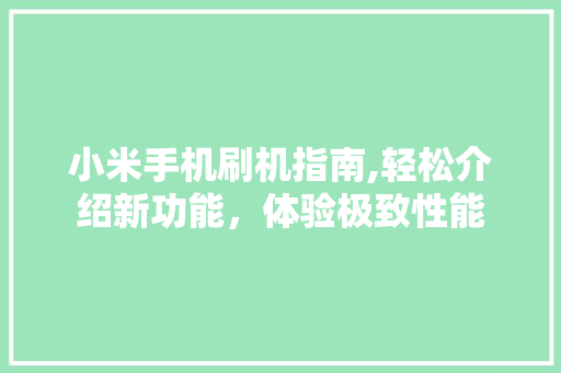 小米手机刷机指南,轻松介绍新功能，体验极致性能