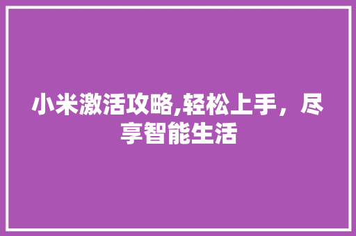 小米激活攻略,轻松上手，尽享智能生活