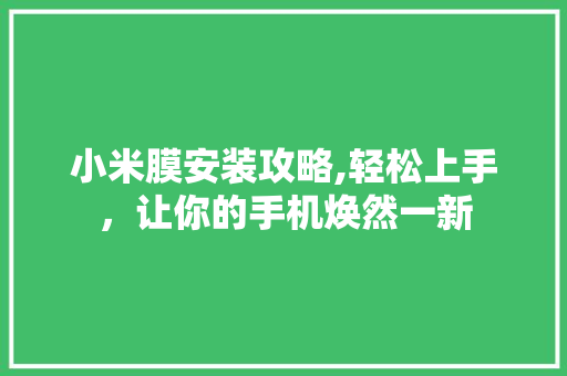 小米膜安装攻略,轻松上手，让你的手机焕然一新
