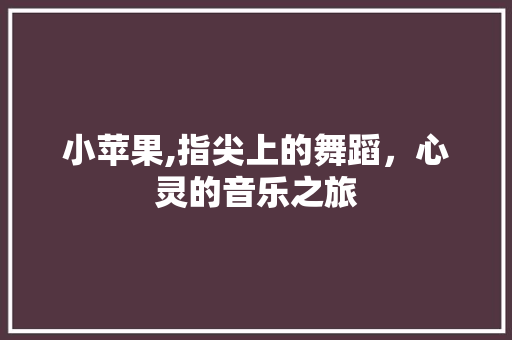 小苹果,指尖上的舞蹈，心灵的音乐之旅