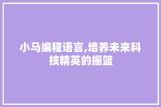 小马编程语言,培养未来科技精英的摇篮