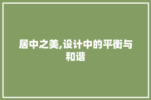 居中之美,设计中的平衡与和谐