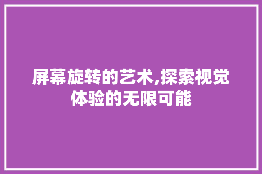 屏幕旋转的艺术,探索视觉体验的无限可能