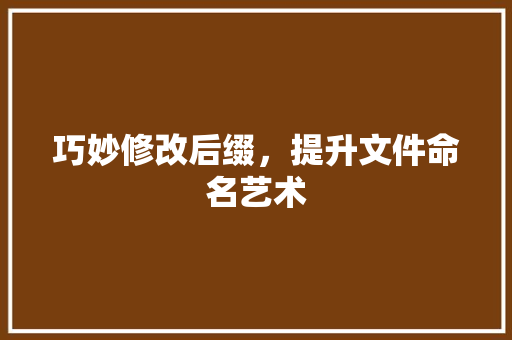 巧妙修改后缀，提升文件命名艺术