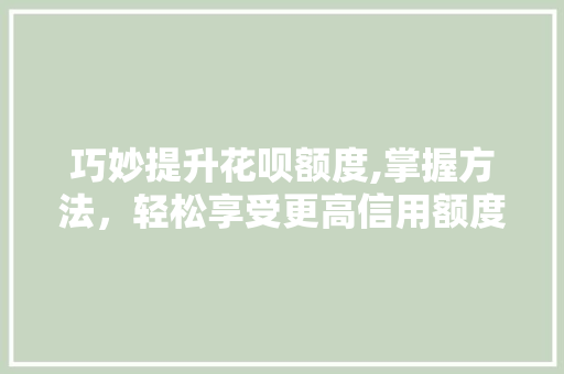 巧妙提升花呗额度,掌握方法，轻松享受更高信用额度