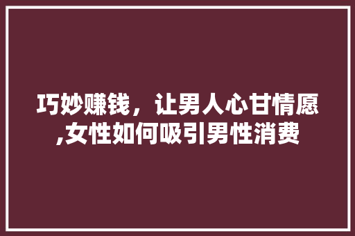巧妙赚钱，让男人心甘情愿,女性如何吸引男性消费 Web前端