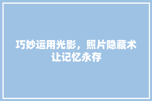 巧妙运用光影，照片隐藏术让记忆永存 WordPress教程
