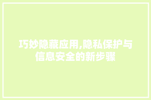 巧妙隐藏应用,隐私保护与信息安全的新步骤