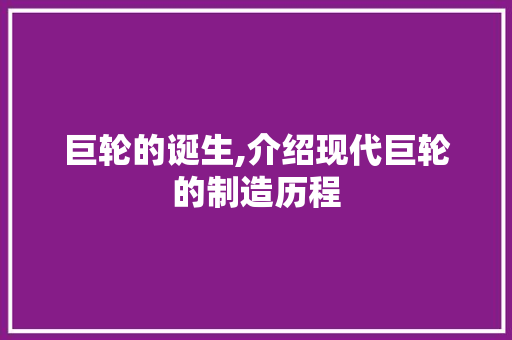 巨轮的诞生,介绍现代巨轮的制造历程