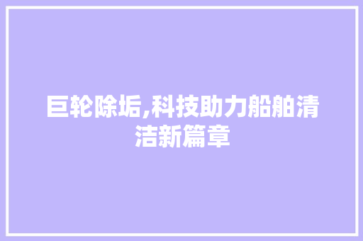 巨轮除垢,科技助力船舶清洁新篇章