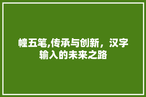 幢五笔,传承与创新，汉字输入的未来之路