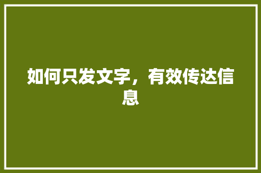 如何只发文字，有效传达信息