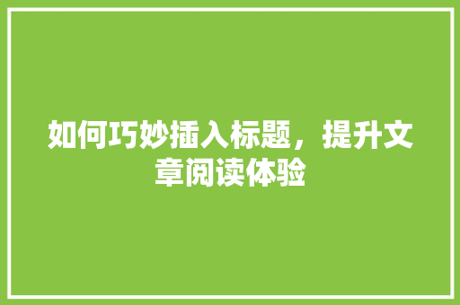 如何巧妙插入标题，提升文章阅读体验
