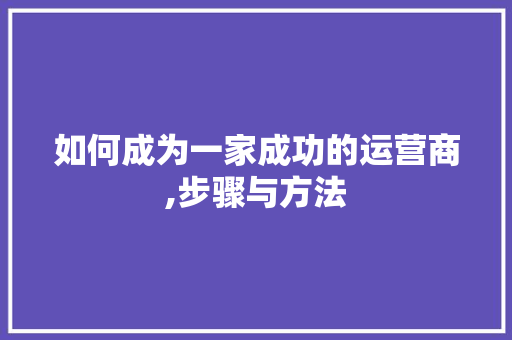 如何成为一家成功的运营商,步骤与方法