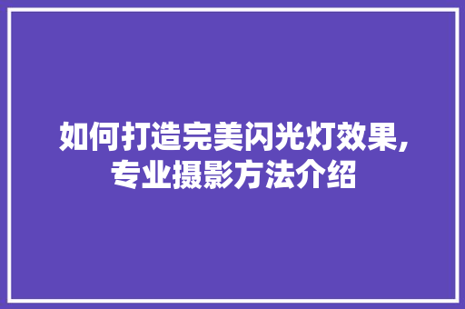 如何打造完美闪光灯效果,专业摄影方法介绍