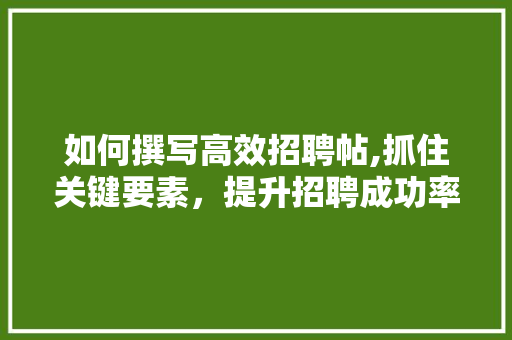 如何撰写高效招聘帖,抓住关键要素，提升招聘成功率