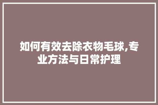 如何有效去除衣物毛球,专业方法与日常护理