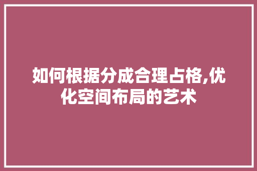 如何根据分成合理占格,优化空间布局的艺术