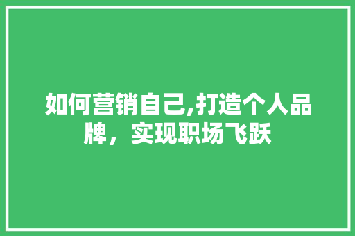 如何营销自己,打造个人品牌，实现职场飞跃