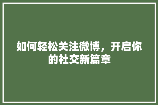 如何轻松关注微博，开启你的社交新篇章