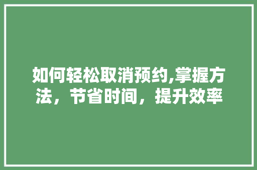 如何轻松取消预约,掌握方法，节省时间，提升效率 友链在线