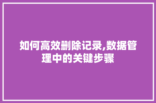 如何高效删除记录,数据管理中的关键步骤