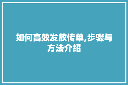 如何高效发放传单,步骤与方法介绍