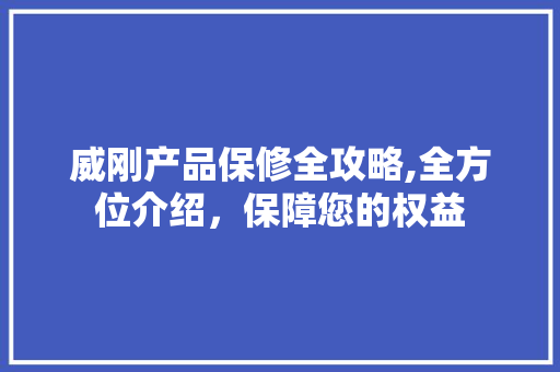 威刚产品保修全攻略,全方位介绍，保障您的权益