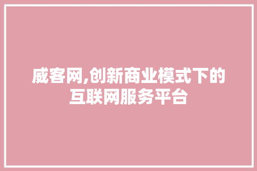 威客网,创新商业模式下的互联网服务平台