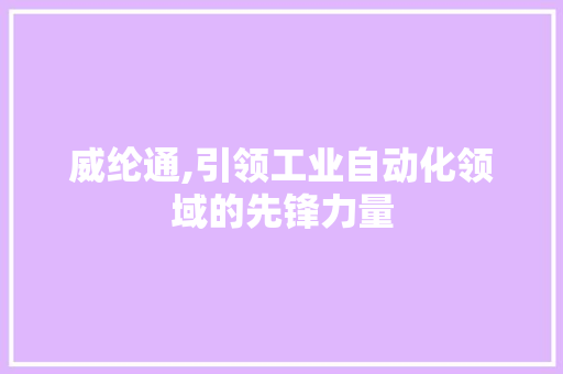 威纶通,引领工业自动化领域的先锋力量