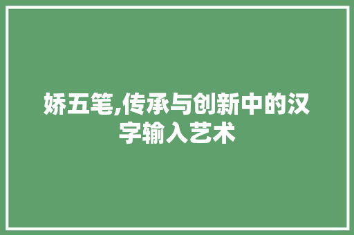 娇五笔,传承与创新中的汉字输入艺术 WordPress教程