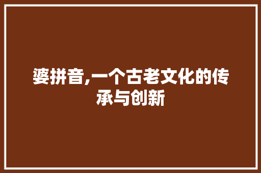 婆拼音,一个古老文化的传承与创新 服务器/数据库