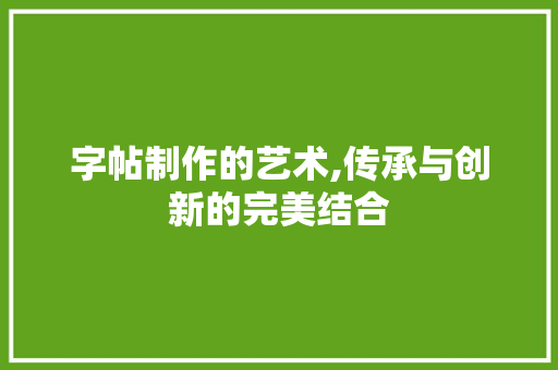 字帖制作的艺术,传承与创新的完美结合
