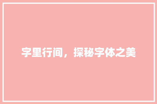 字里行间，探秘字体之美