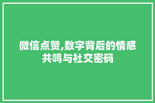 微信点赞,数字背后的情感共鸣与社交密码