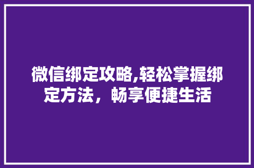 微信绑定攻略,轻松掌握绑定方法，畅享便捷生活