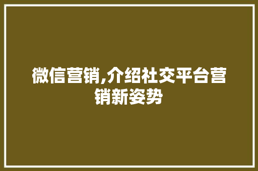 微信营销,介绍社交平台营销新姿势
