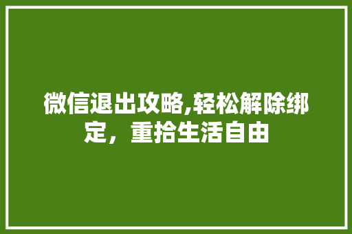 微信退出攻略,轻松解除绑定，重拾生活自由