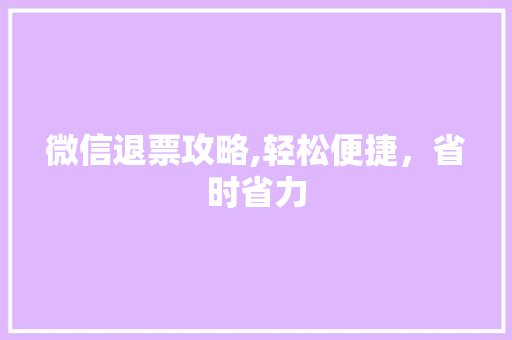 微信退票攻略,轻松便捷，省时省力