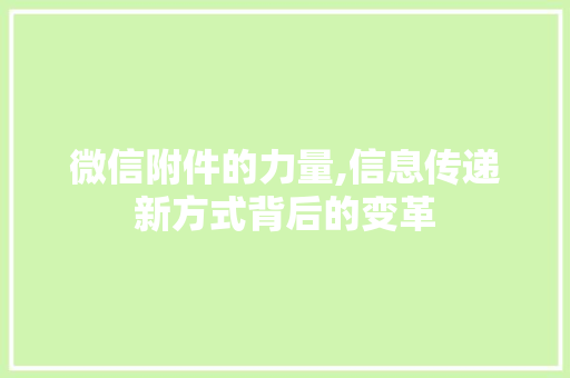 微信附件的力量,信息传递新方式背后的变革 Web前端
