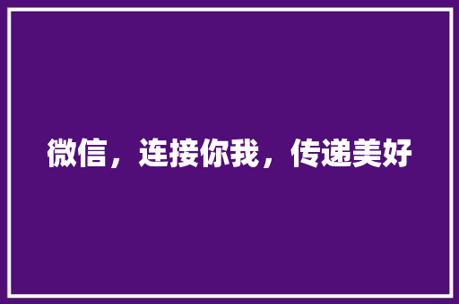 微信，连接你我，传递美好