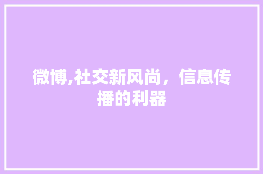 微博,社交新风尚，信息传播的利器