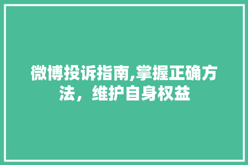 微博投诉指南,掌握正确方法，维护自身权益