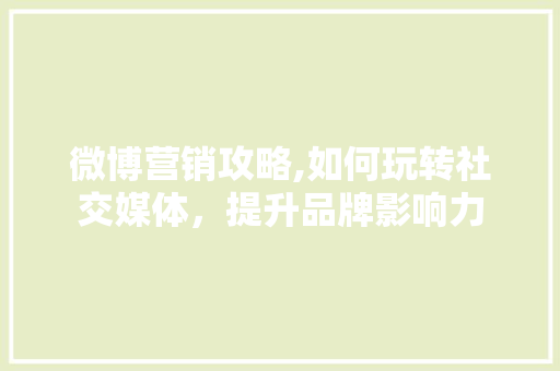 微博营销攻略,如何玩转社交媒体，提升品牌影响力